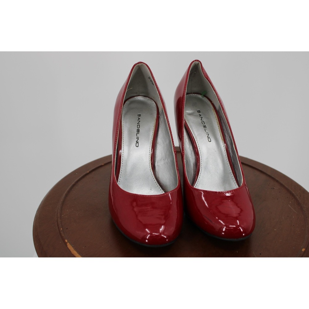 Bandolino Shoes Womens Size 6.5 Red Patent‎ Leather High Heel Pumps Round Toe